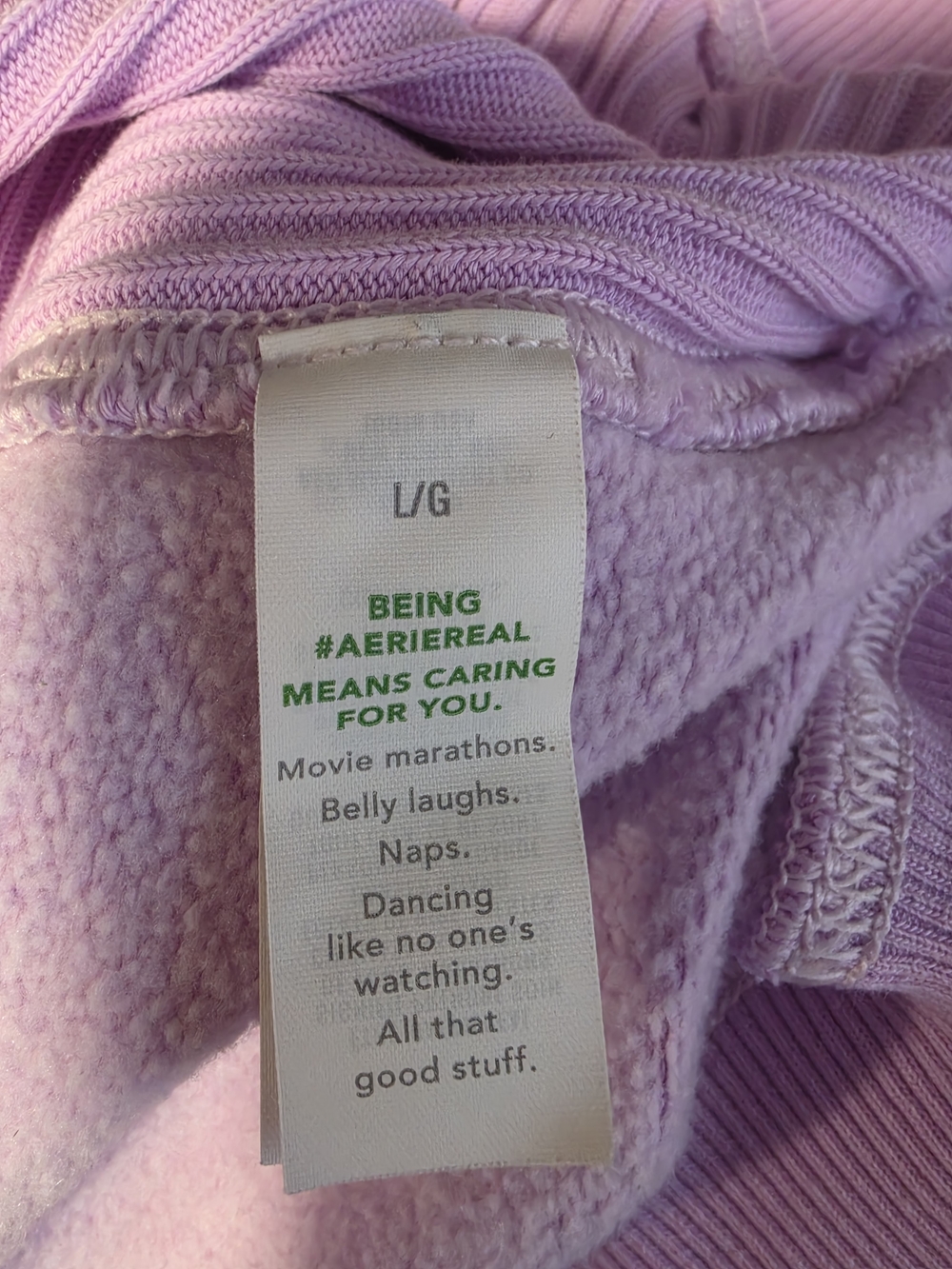 aerie Oversized Ribbed Arm Slits Lilac Crewneck Sweatshirt Women's Size Large - Picture 10 of 13